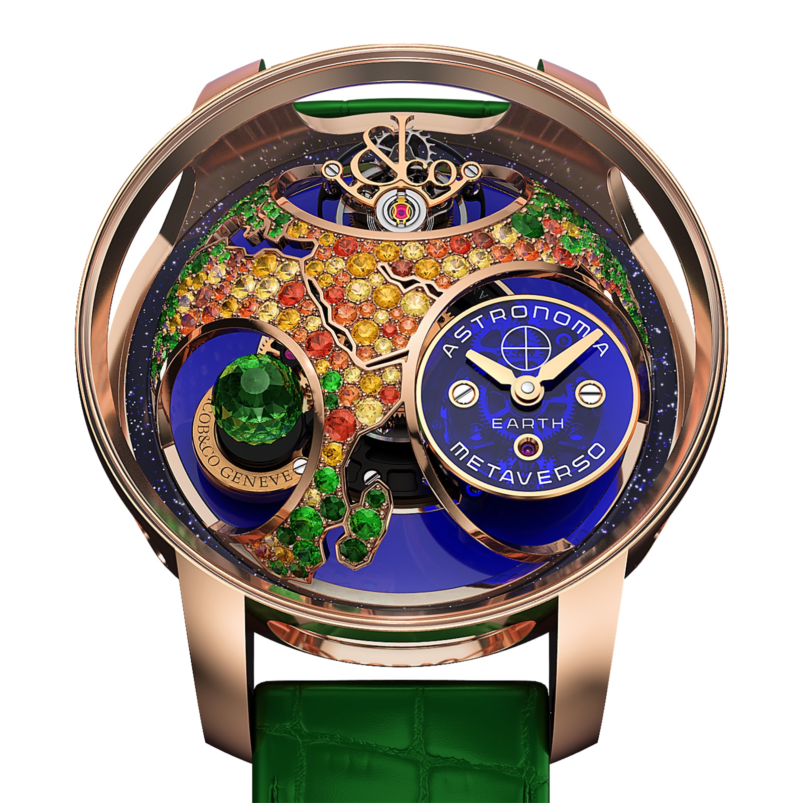 High-end watch photographed to show movement and finishing