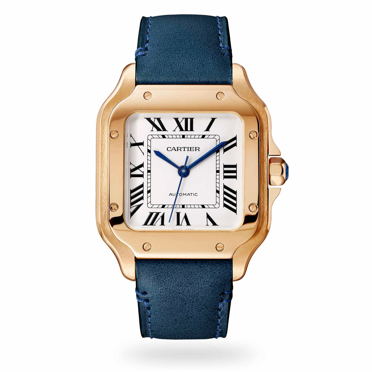 Santos de Cartier Medium Model | 35mm, 18K Rose Gold, Alligator Leather, Silver Dial - image 2