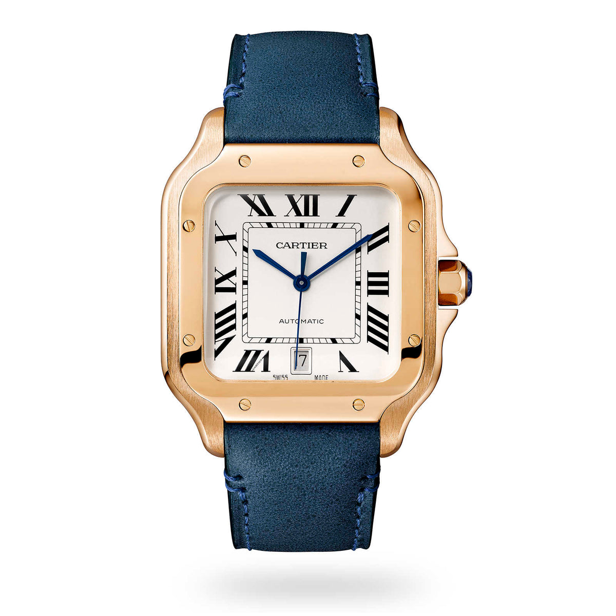 Santos de Cartier Large Model | 40mm, 18K Rose Gold, Alligator Leather, Silver Dial - image 2