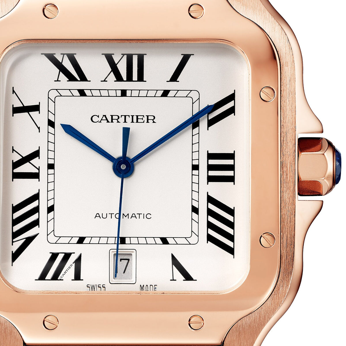 Santos de Cartier Large Model | 40mm, 18K Rose Gold, Alligator Leather, Silver Dial - image 4