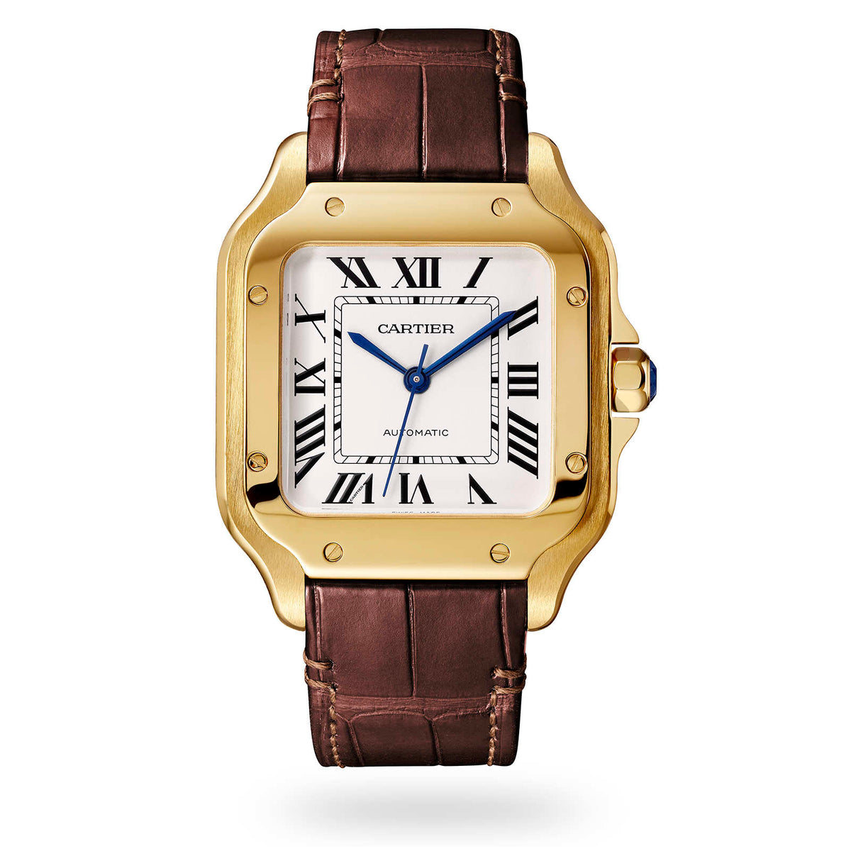 Santos de Cartier Medium Model | 35mm, 18K Yellow Gold, Silver Dial - image 2