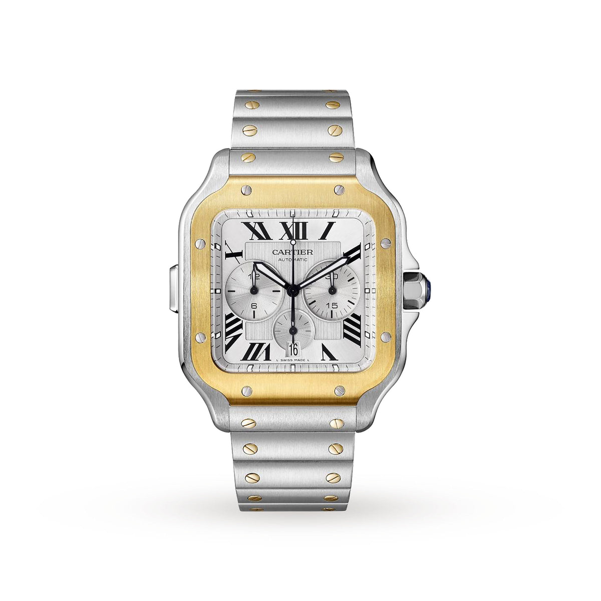 Santos de Cartier Chronograph | 43mm, Two-Tone Steel & 18K Yellow Gold, Silver Dial - image 1