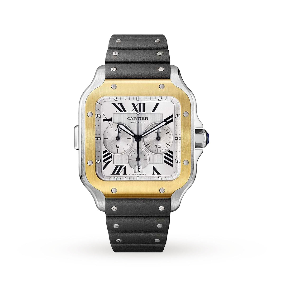 Santos de Cartier Chronograph | 43mm, Two-Tone Steel & 18K Yellow Gold, Silver Dial - image 2