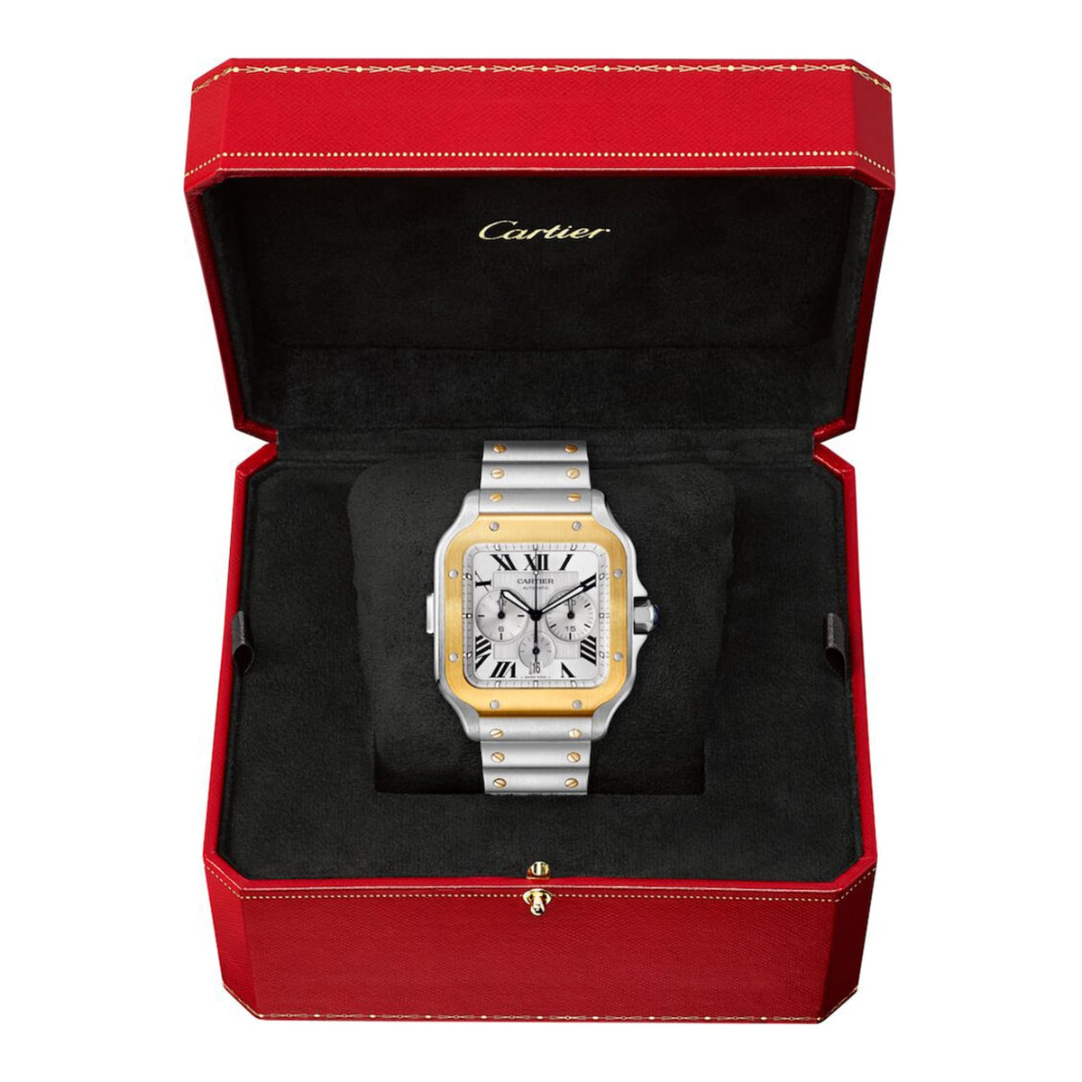 Santos de Cartier Chronograph | 43mm, Two-Tone Steel & 18K Yellow Gold, Silver Dial - image 3