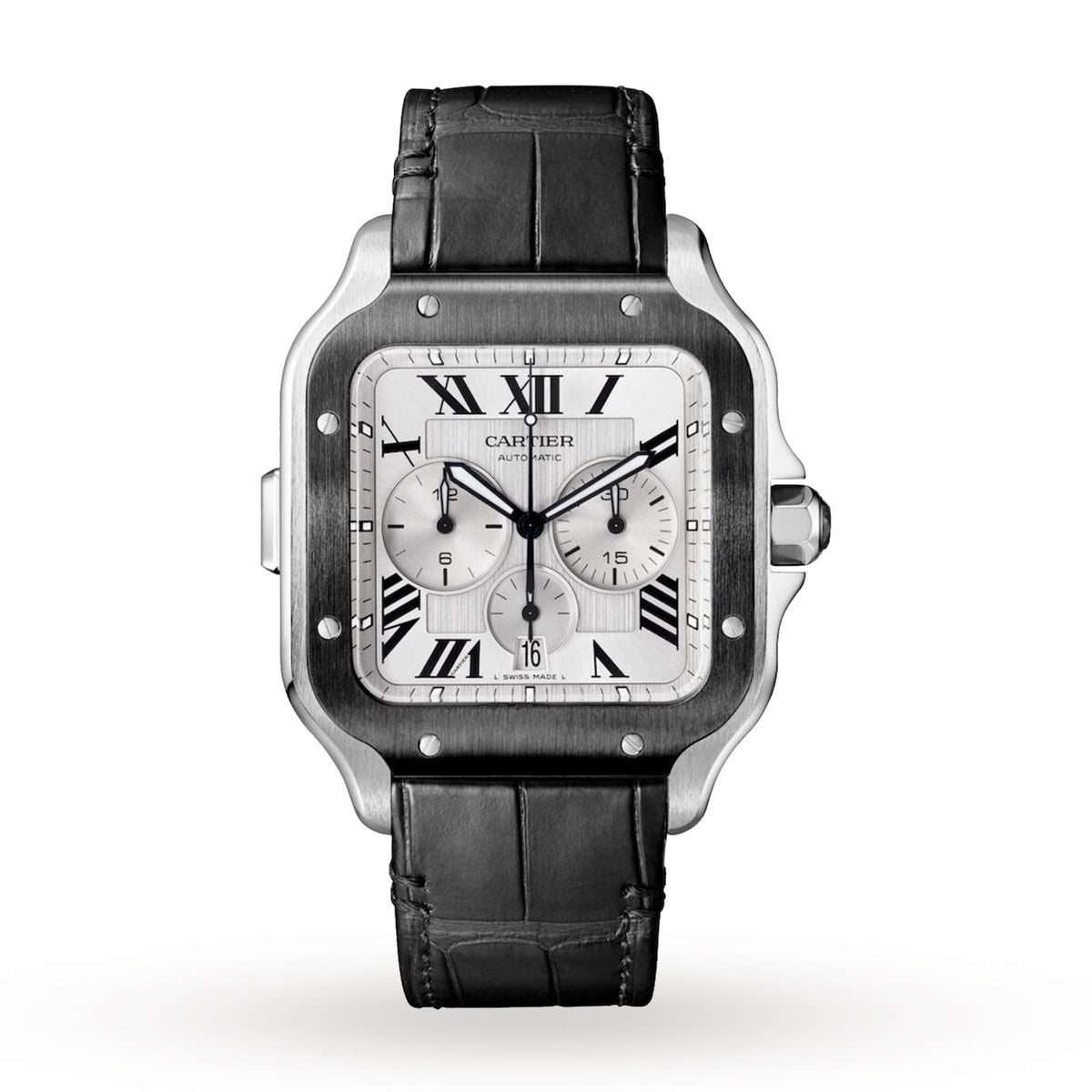 Santos de Cartier Chronograph | 43mm, Steel, Rubber, Silver Dial - image 2
