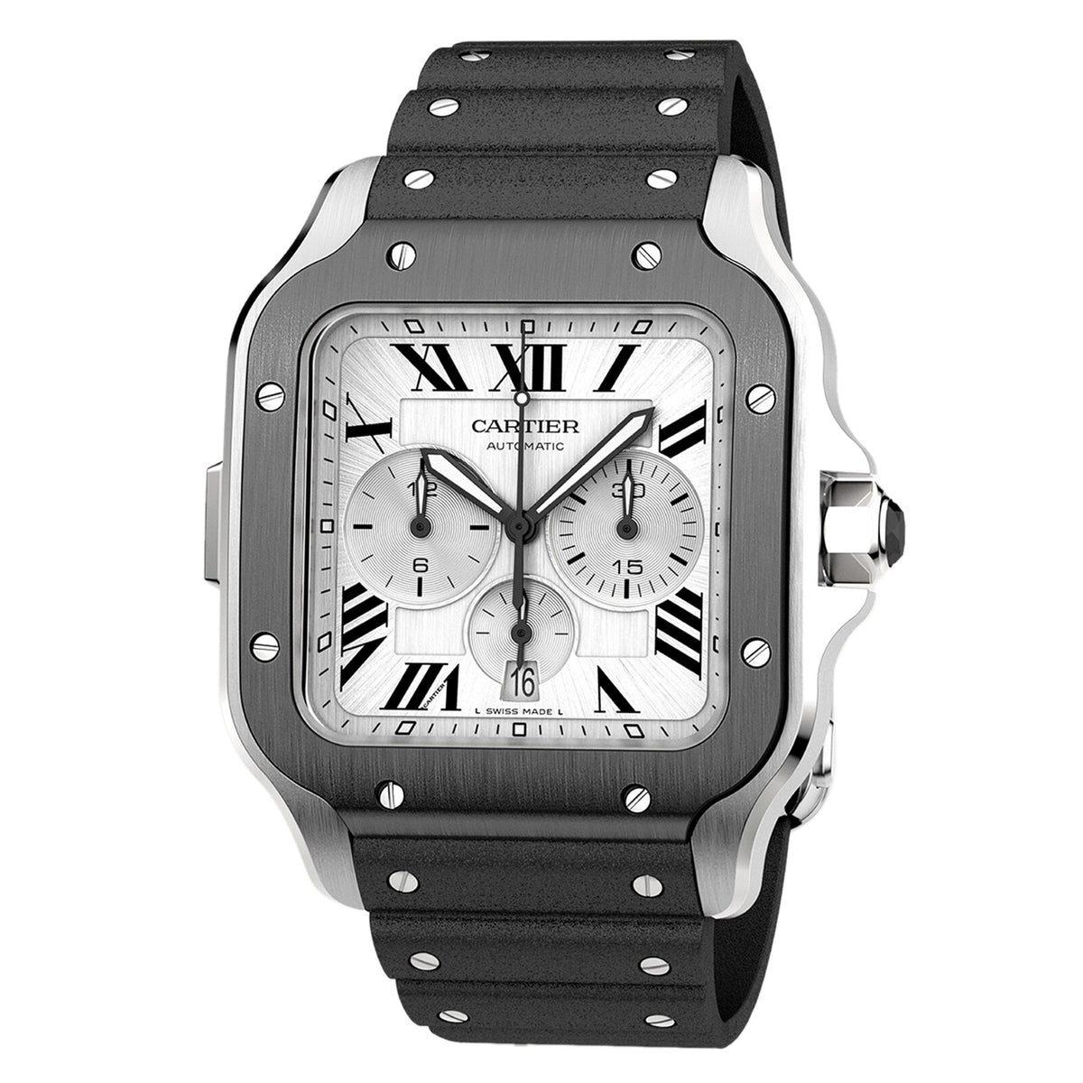 Santos de Cartier Chronograph | 43mm, Steel, Rubber, Silver Dial - image 4