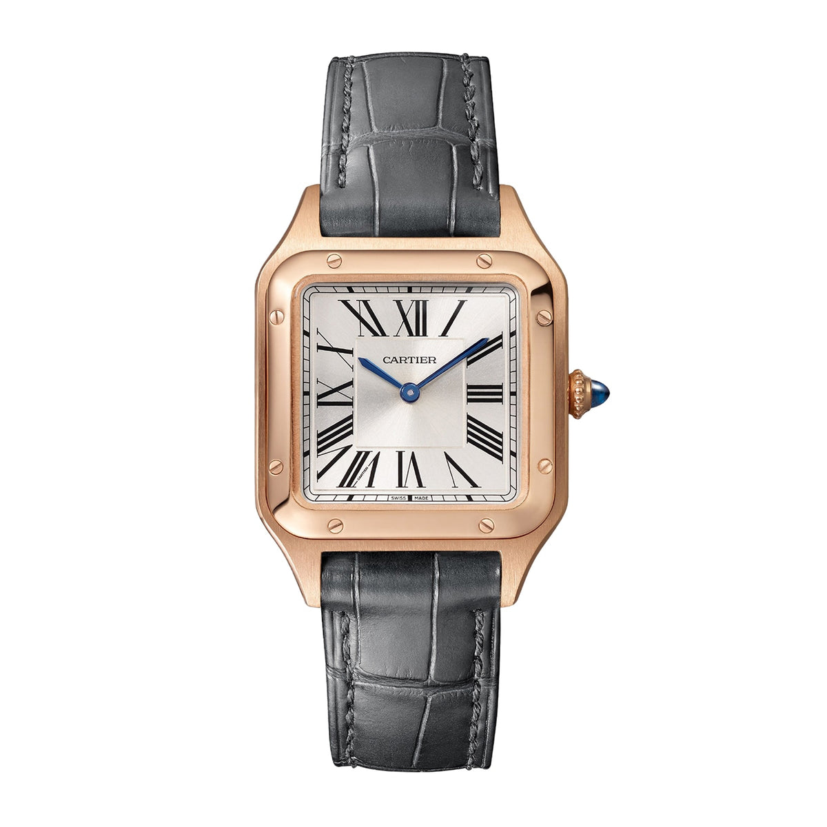 Santos-Dumont Small Model | 27.5mm, 18K Rose Gold, Alligator Leather, Silver Dial - image 1