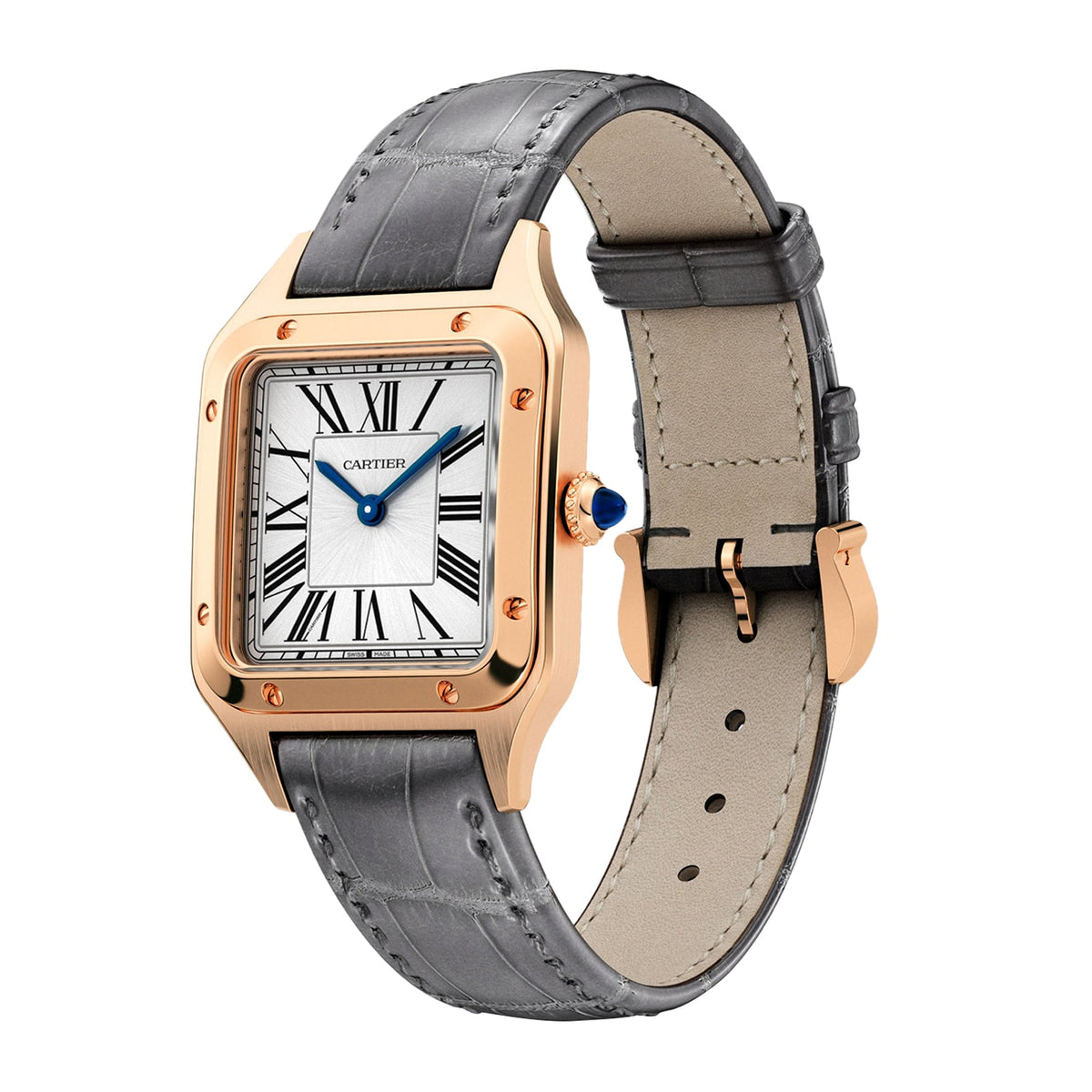 Santos-Dumont Small Model | 27.5mm, 18K Rose Gold, Alligator Leather, Silver Dial - image 2