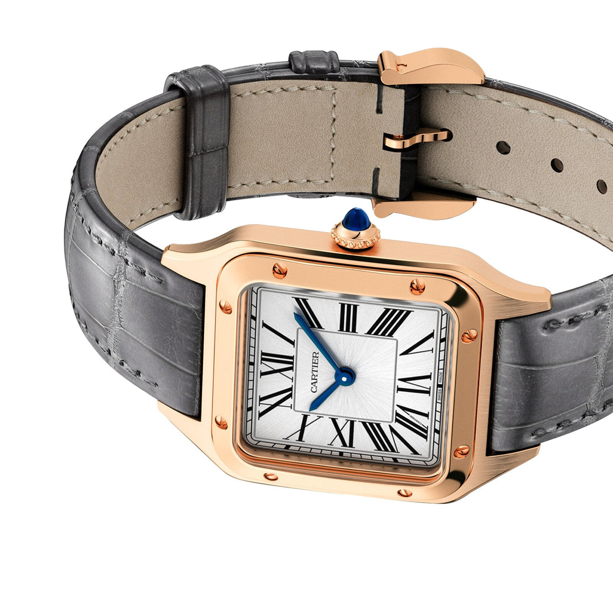 Santos-Dumont Small Model | 27.5mm, 18K Rose Gold, Alligator Leather, Silver Dial - image 4