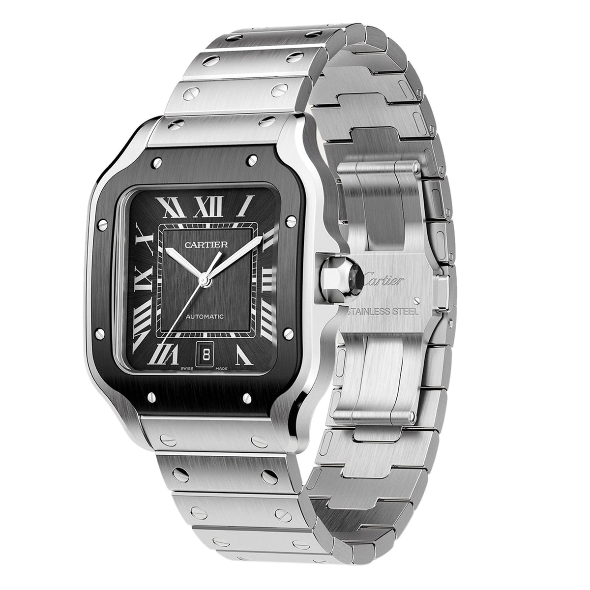 Santos de Cartier Large Model | 40mm, Two-Tone Steel & ADLC, Steel, Grey Dial - image 4