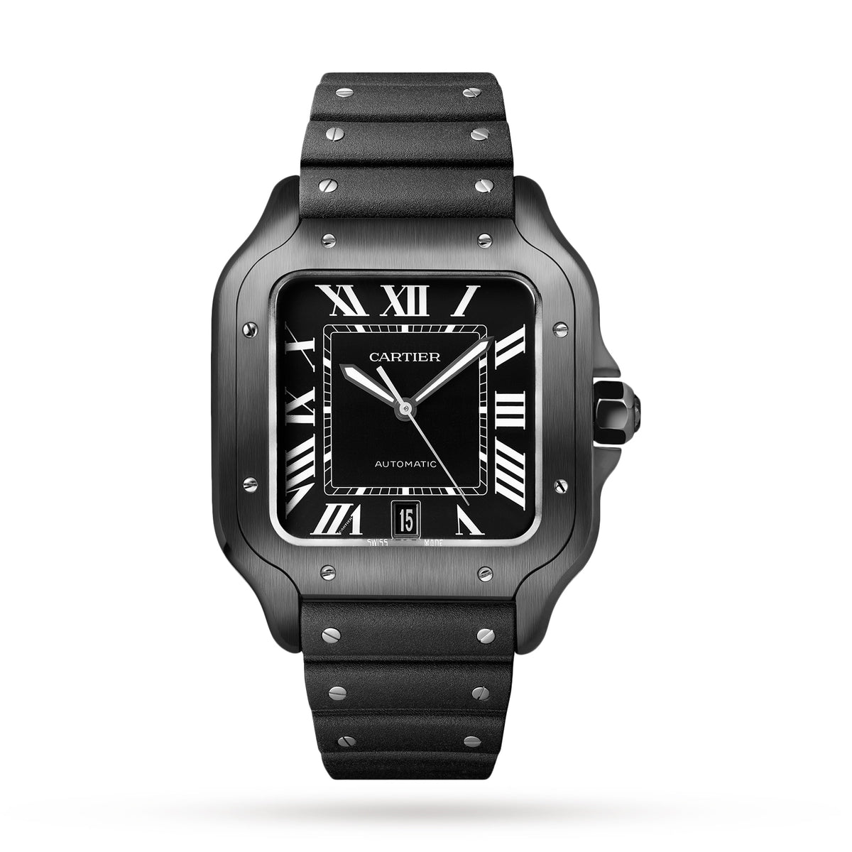 Santos de Cartier Large Model | 40mm, Two-Tone Steel & ADLC, Rubber, Black Dial - image 2
