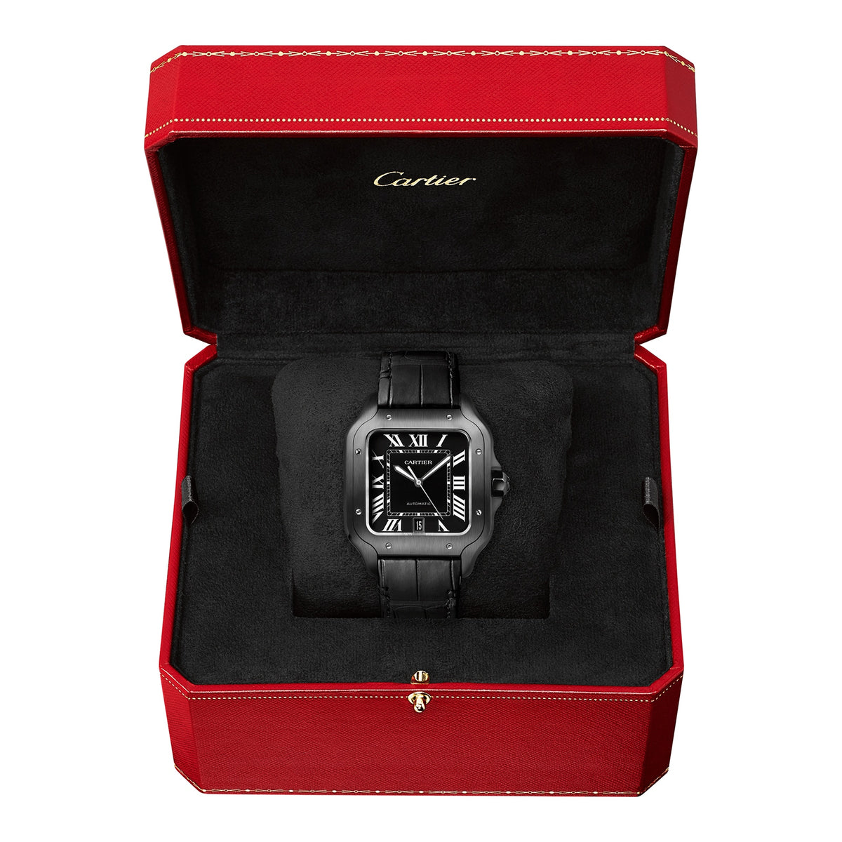 Santos de Cartier Large Model | 40mm, Two-Tone Steel & ADLC, Rubber, Black Dial - image 3