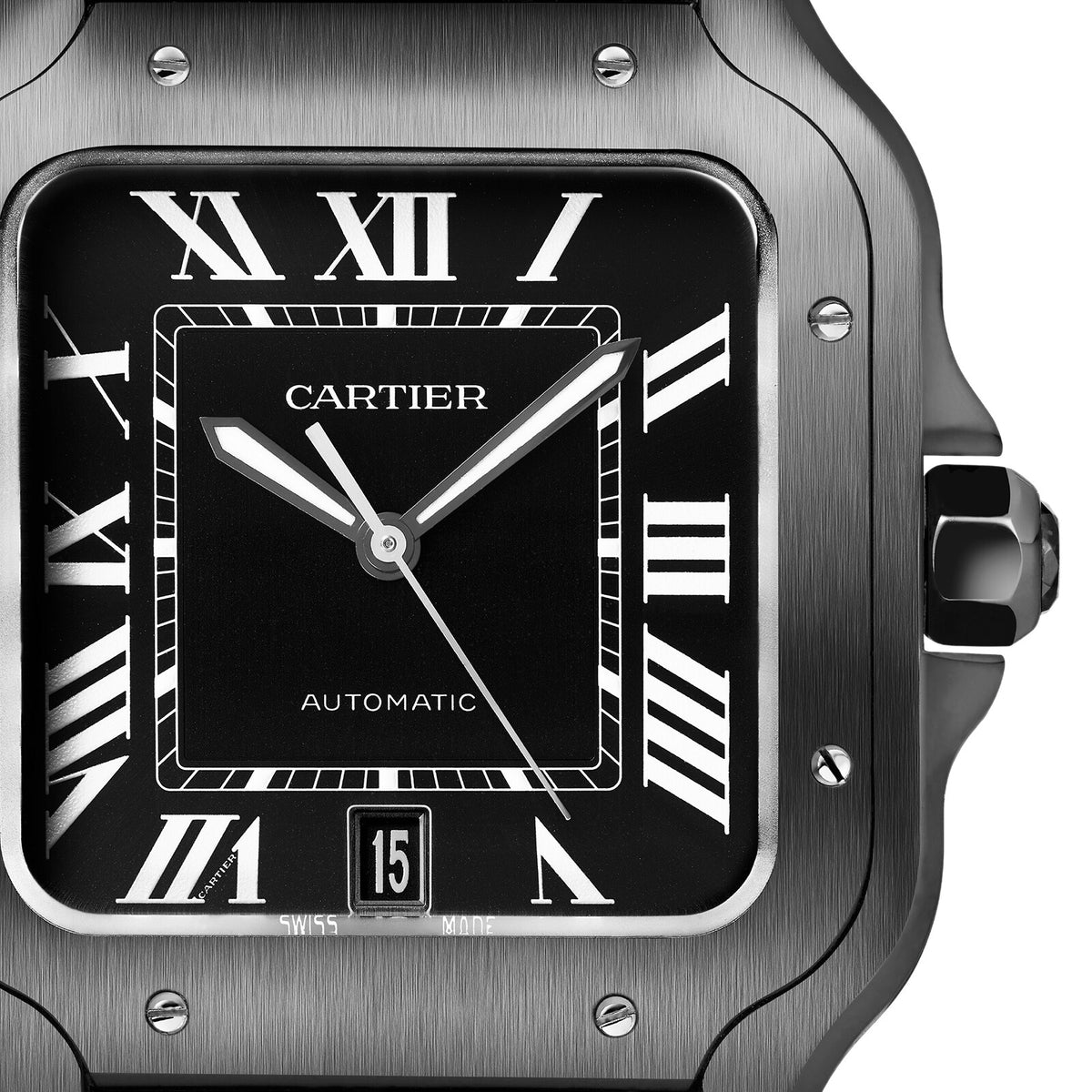 Santos de Cartier Large Model | 40mm, Two-Tone Steel & ADLC, Rubber, Black Dial - image 4