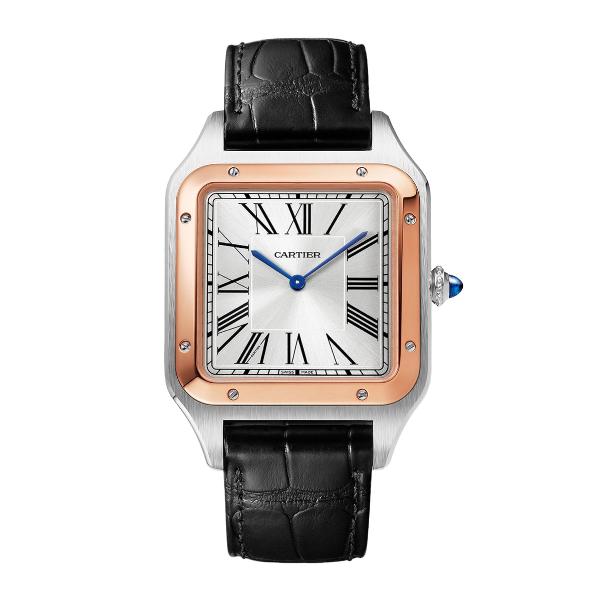 Santos-Dumont | 34mm, Two-Tone Steel & 18K Rose Gold, Alligator Leather, Silver Dial - image 1
