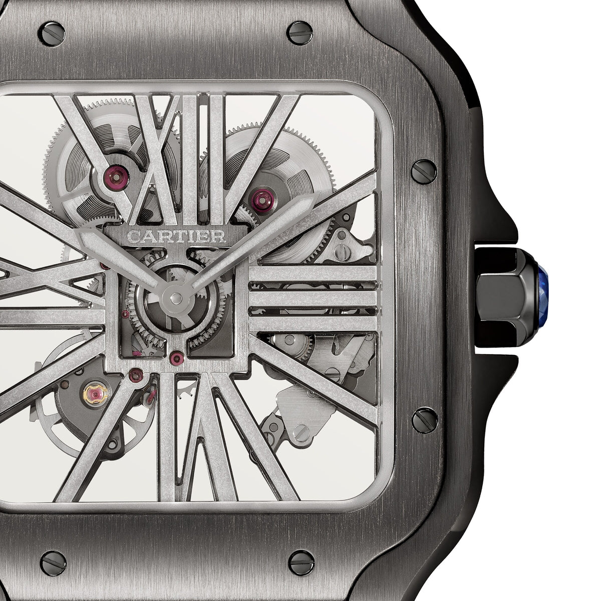Santos de Cartier Skeleton Large Model | 40mm, Steel, Alligator Leather - image 2