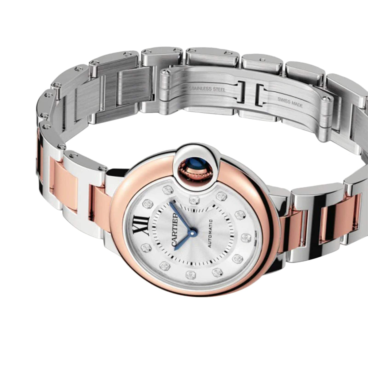 Ballon Bleu de Cartier 33 | 33mm, Two-Tone Steel & 18K Rose Gold, Diamond Silver Dial - image 2