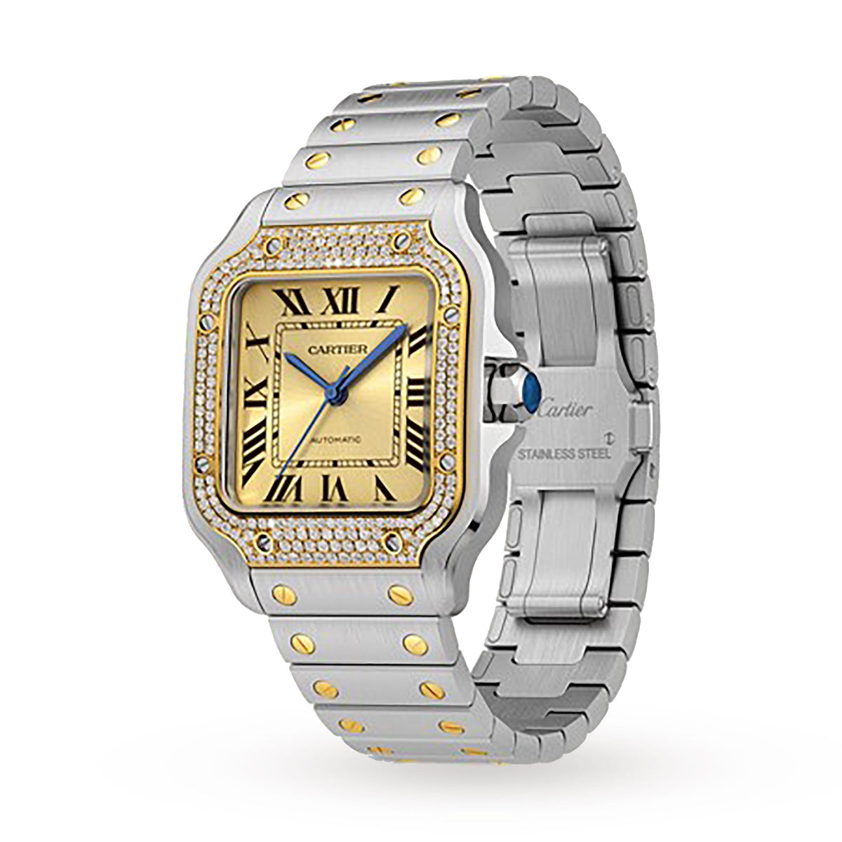 Santos de Cartier Chronograph | 35mm, Two-Tone Steel & 18K Yellow Gold, Gold Dial - image 2