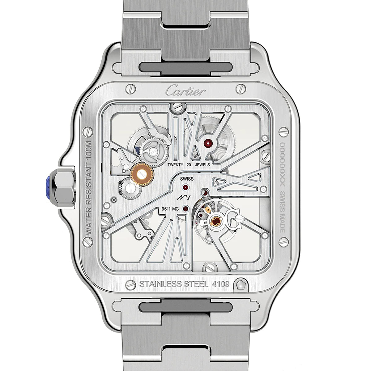 Santos de Cartier Skeleton Large Model | 40mm, Steel, Silver Dial - image 3