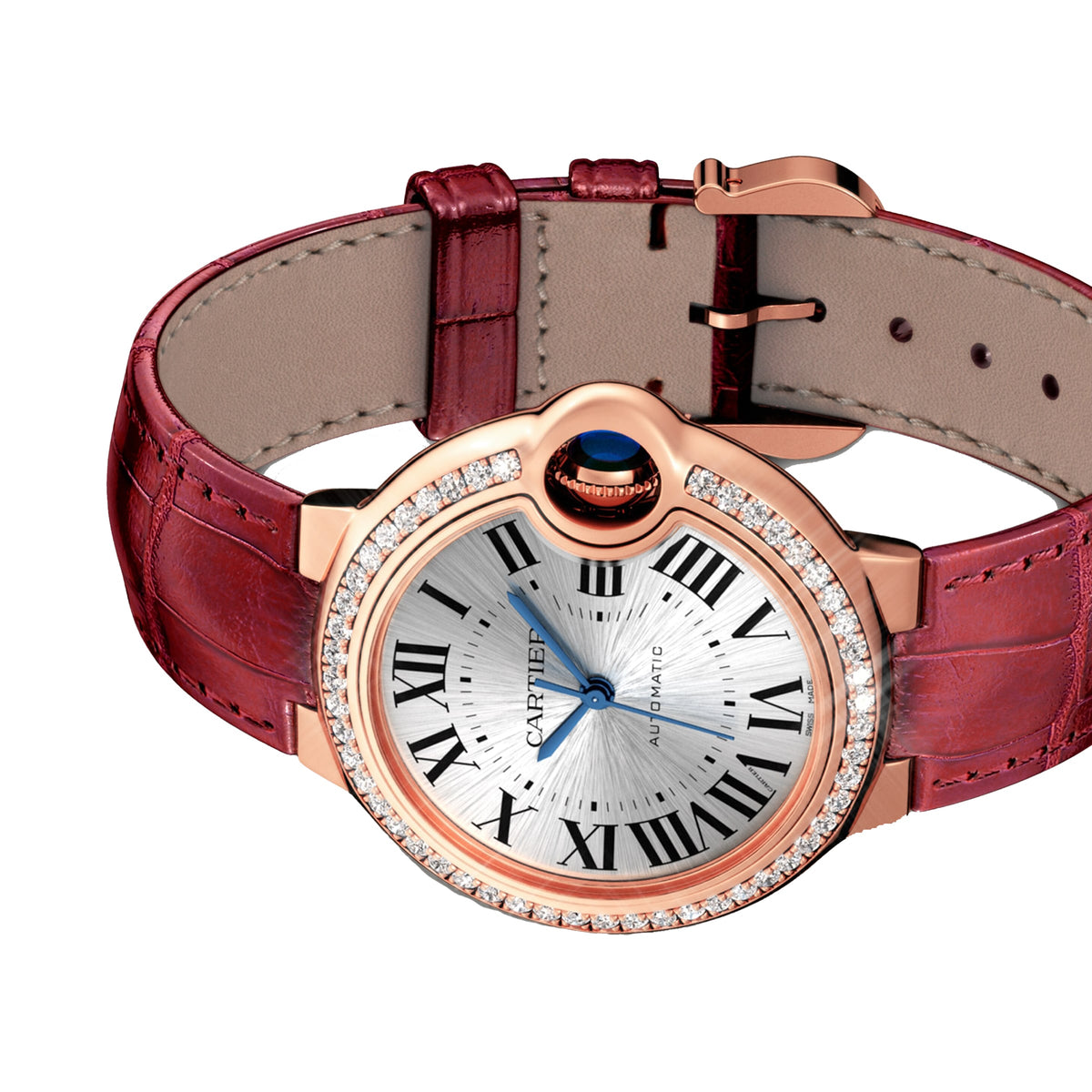 Ballon Bleu de Cartier 33 | 33mm, 18K Rose Gold, Alligator Leather, Silver Dial - image 4