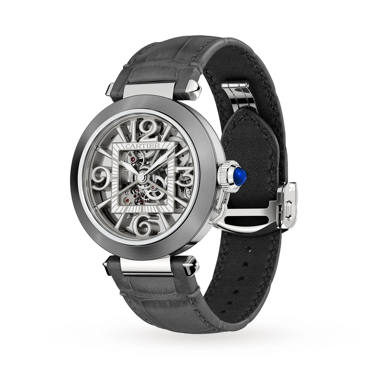 Pasha de cartier Skeleton | 41mm, Two-Tone Steel & PVD Black, Alligator Leather - image 2
