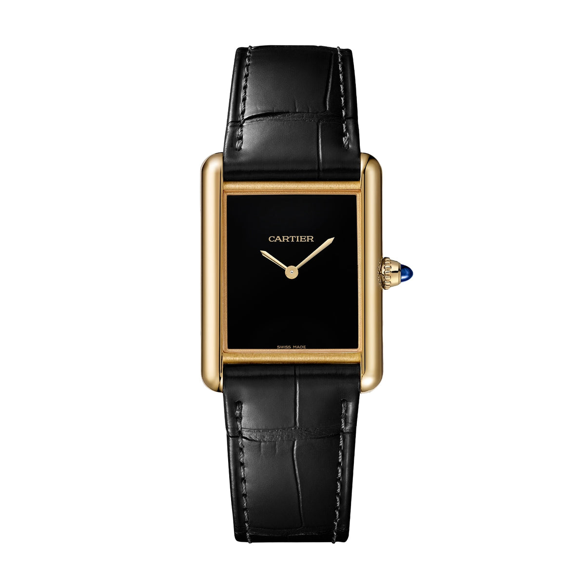 Tank Louis Cartier Medium Model | 25.5mm, 18K Yellow Gold, Leather, Black Dial - image 2