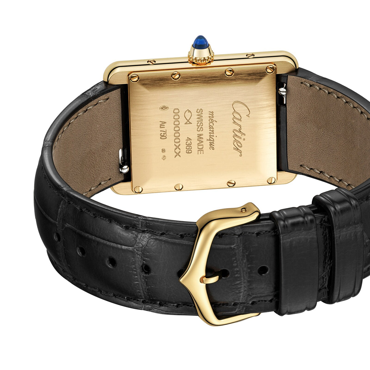 Tank Louis Cartier Medium Model | 25.5mm, 18K Yellow Gold, Leather, Black Dial - image 3