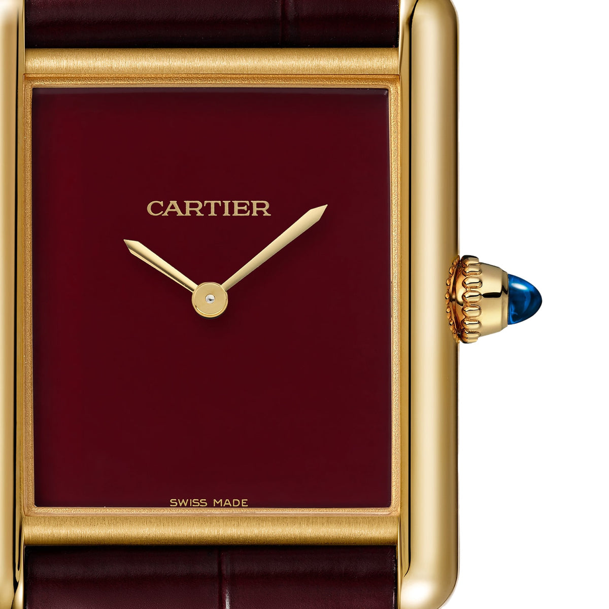Tank Louis Cartier Medium Model | 25.5mm, 18K Yellow Gold, Alligator Leather, Red Dial - image 2