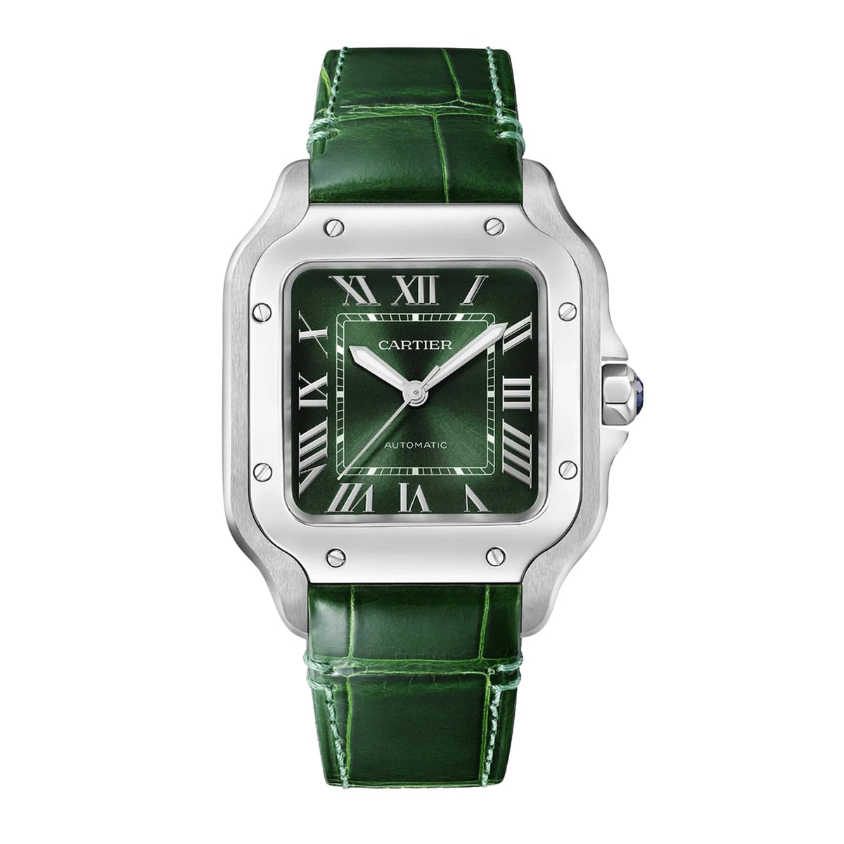 Santos de Cartier Medium Model | 35mm, Steel, Green Dial - image 3