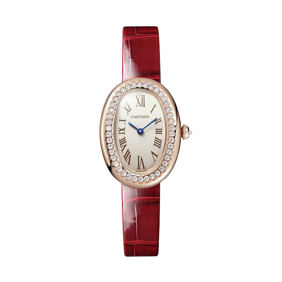 Baignoire Mini Model | 23mm, 18K Rose Gold, Alligator Leather, Silver Dial - image 1