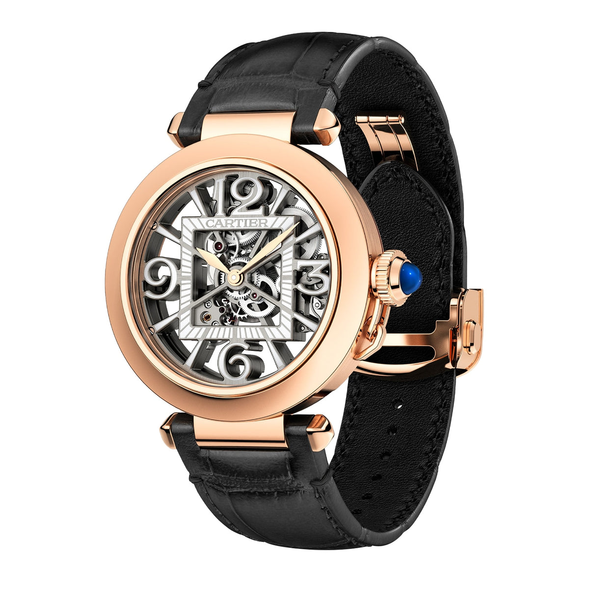Pasha de Cartier | 41mm, 18K Rose Gold, Leather, Silver Dial - image 2