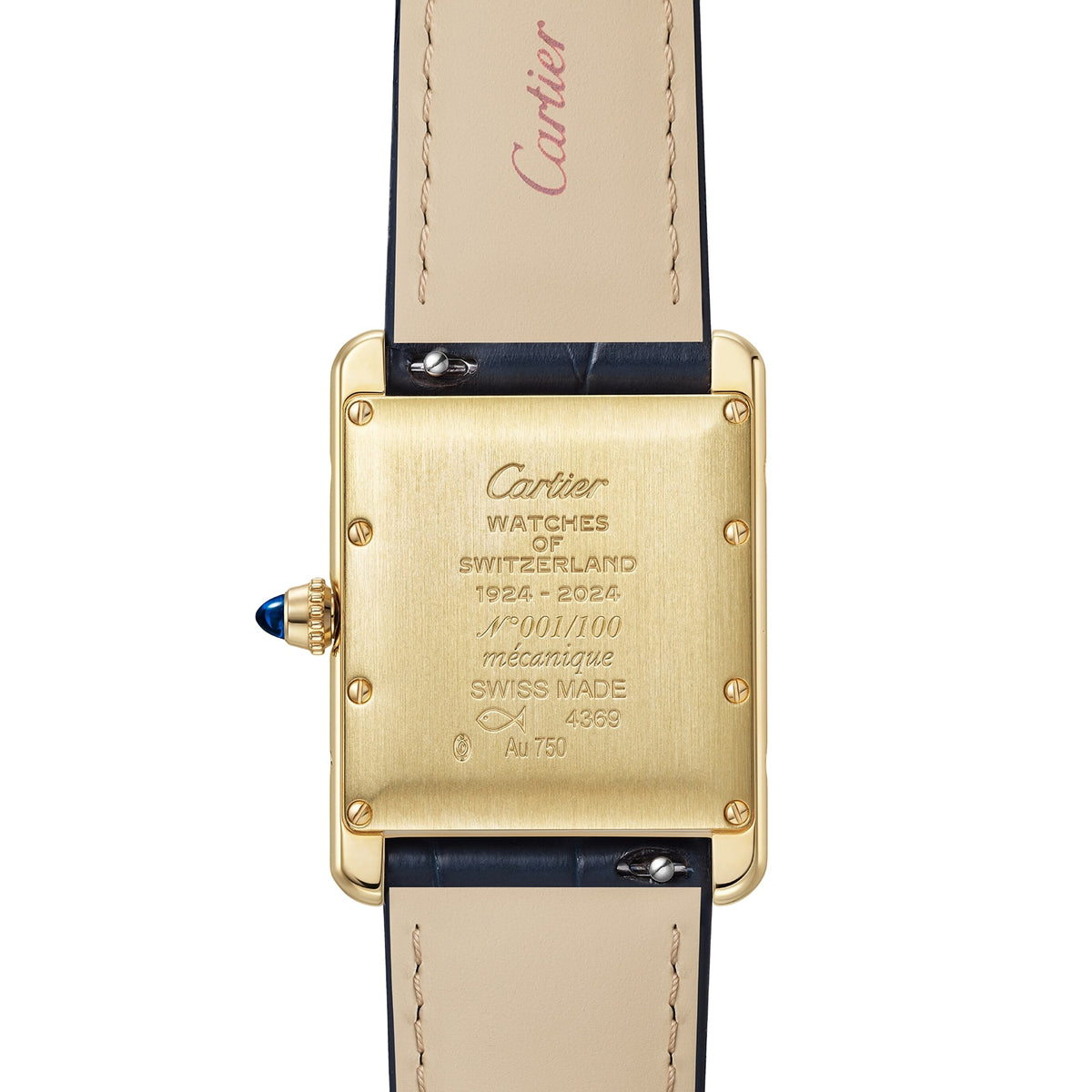 Tank Louis Medium Model | 25.5mm, 18K Yellow Gold, Alligator Leather, Gold Dial - image 3