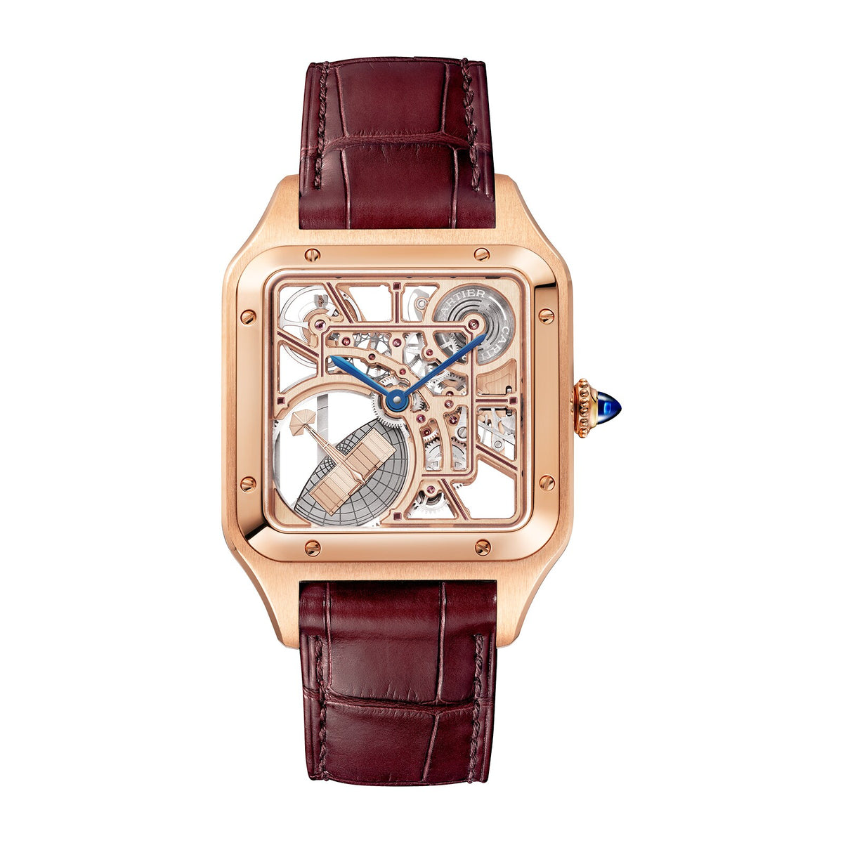 Santos-Dumont Skeleton with Micro-Rotor | 31mm, 18K Rose Gold, Leather, Ivory Dial - image 2