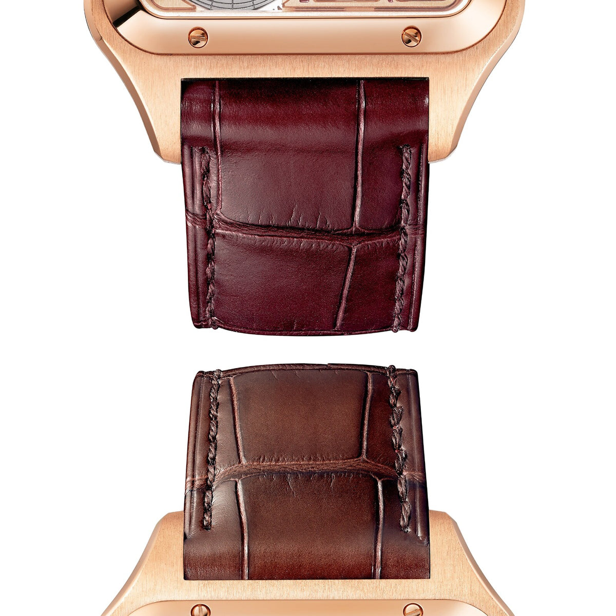 Santos-Dumont Skeleton with Micro-Rotor | 31mm, 18K Rose Gold, Leather, Ivory Dial - image 4