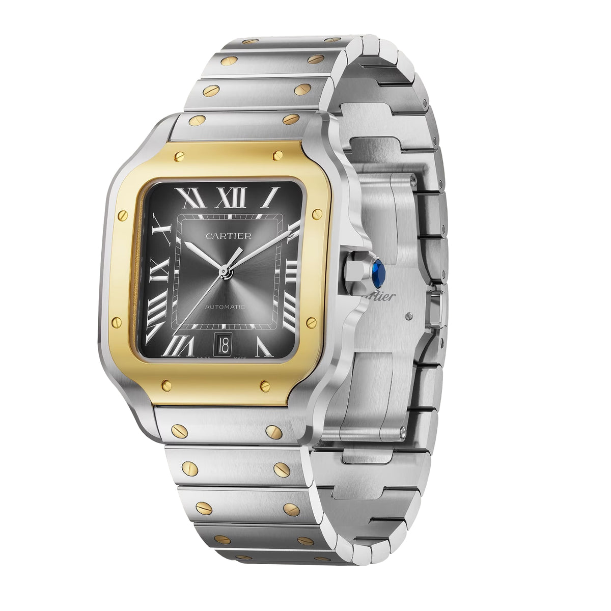 Santos de Cartier Large Model | 40mm, Two-Tone Steel & 18K Yellow Gold, Grey Dial - image 2