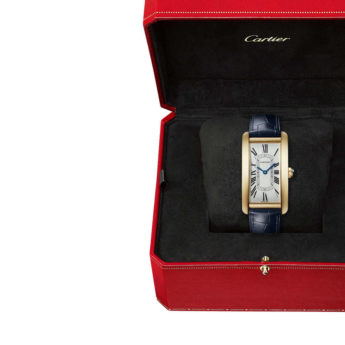 Tank Américaine Large Model | 24.5mm, 18K Yellow Gold, Leather, Silver Dial - image 3