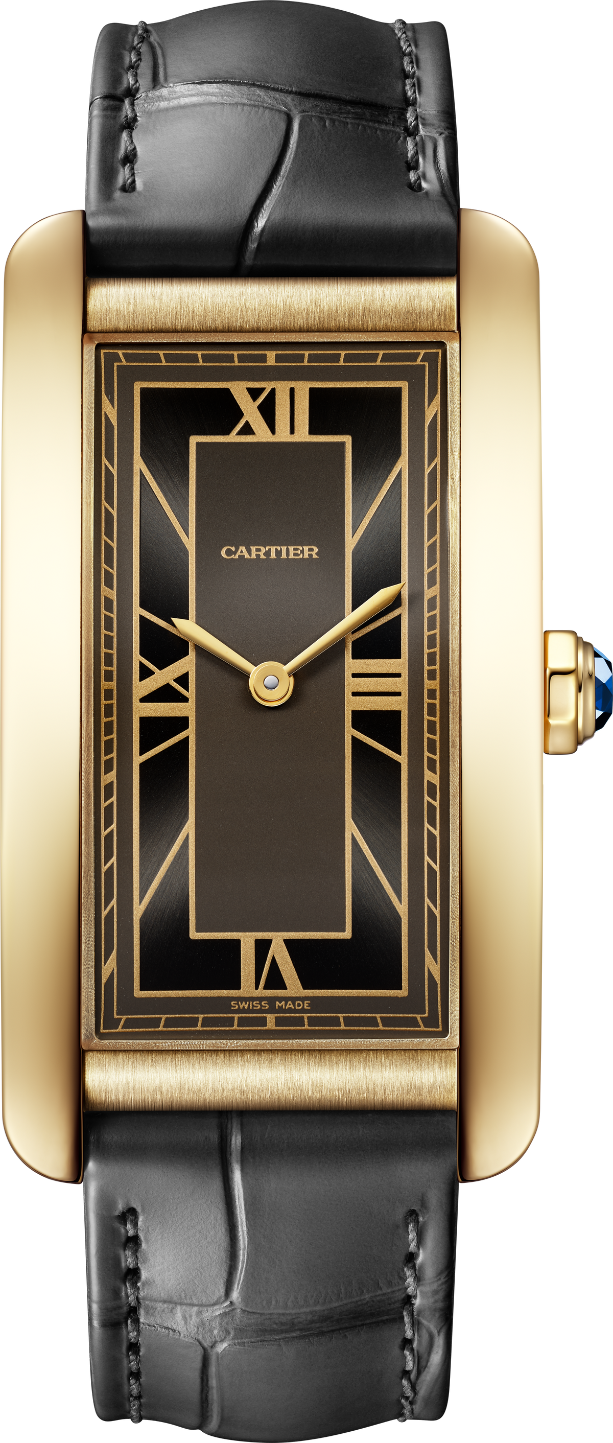 Tank Américaine Large Model | 24.5mm, 18K Yellow Gold, Leather, Grey Dial - image 2