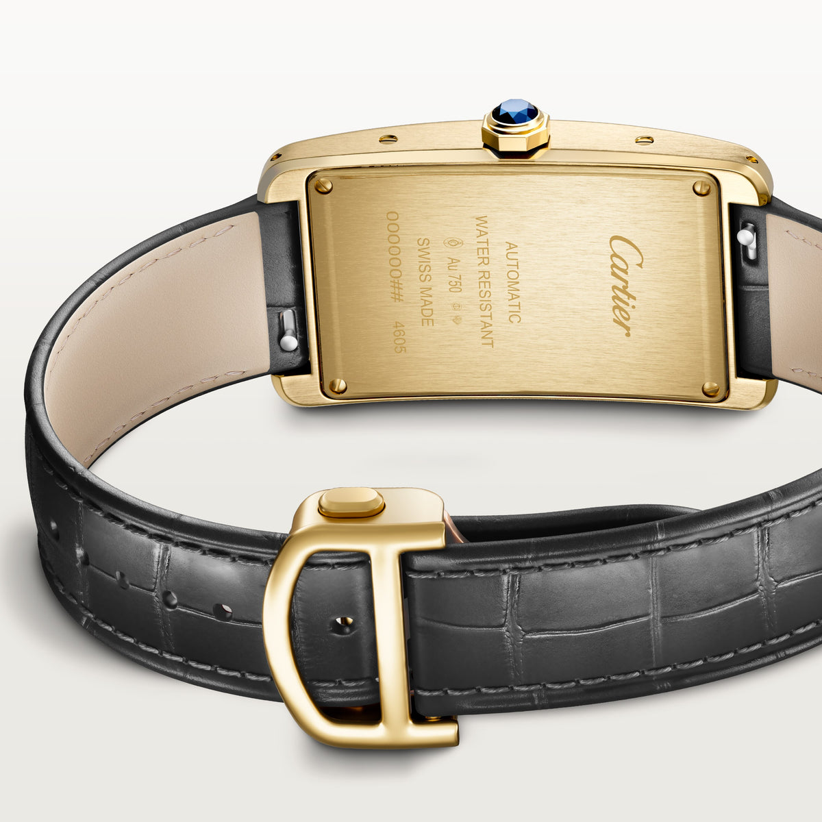Tank Américaine Large Model | 24.5mm, 18K Yellow Gold, Leather, Grey Dial - image 3