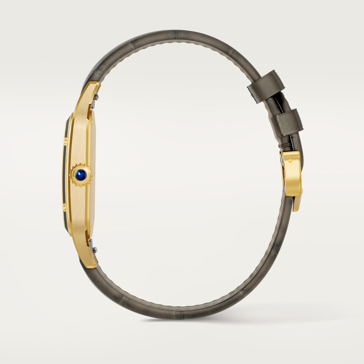 Santos-Dumont Large Model | 31.5mm, 18K Yellow Gold, Leather, Grey Dial - image 4