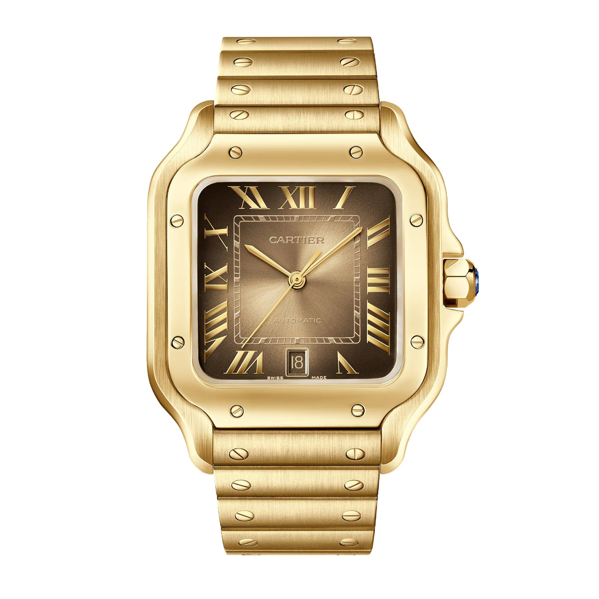 Santos de Cartier Large Model | 40mm, 18K Yellow Gold, Brown Dial - image 1
