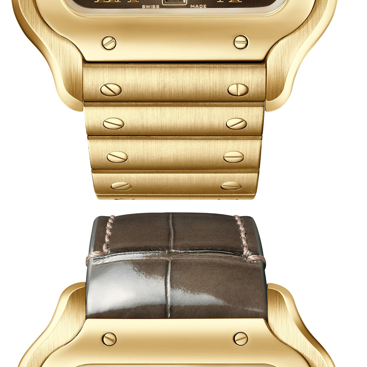 Santos de Cartier Large Model | 40mm, 18K Yellow Gold, Brown Dial - image 3