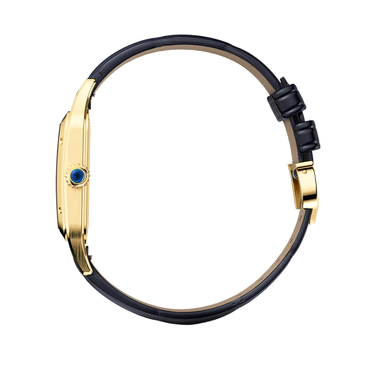 Santos-Dumont Large Model | 31.5mm, 18K Yellow Gold, Alligator Leather, Blue Dial - image 2