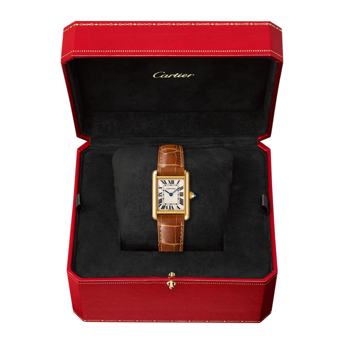 Tank Louis Cartier | 29mm, 18K Yellow Gold, Alligator Leather, White Dial - image 2