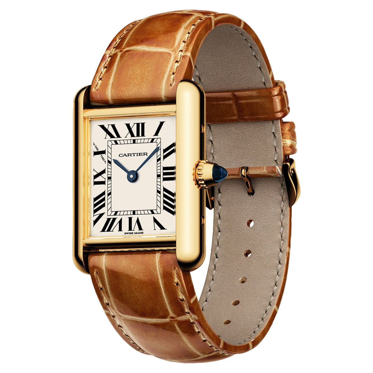 Tank Louis Cartier | 29mm, 18K Yellow Gold, Alligator Leather, White Dial - image 3