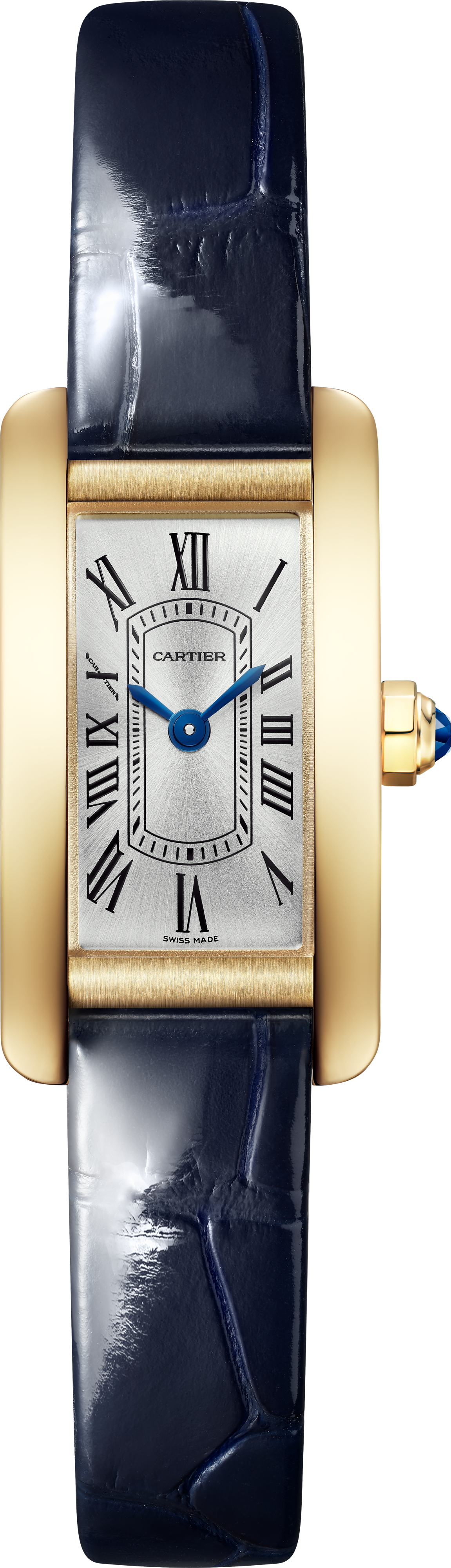 Tank Américaine Mini Model | 15mm, 18K Yellow Gold, Alligator Leather, Silver Dial - image 2
