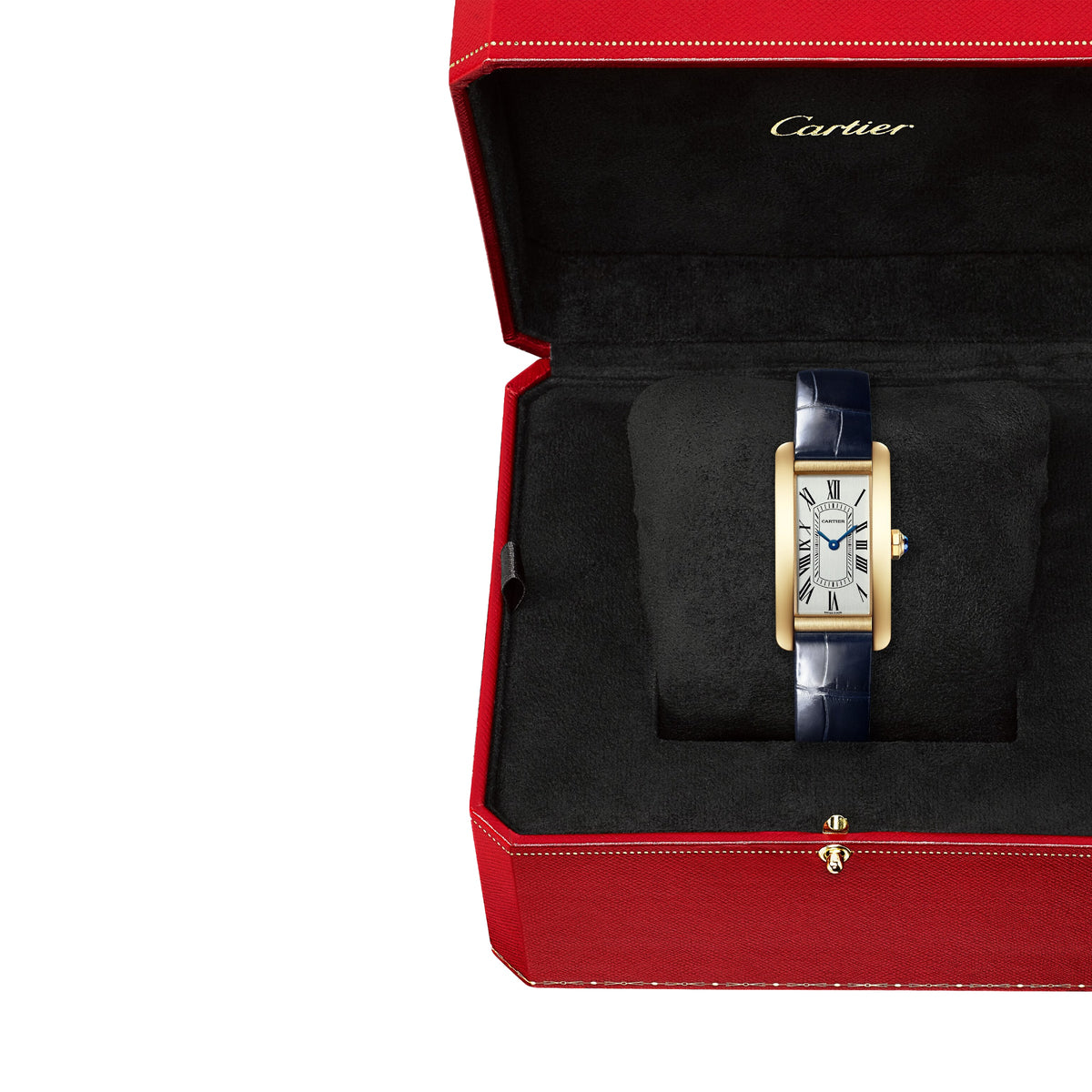Tank Américaine Small Model | 19.5mm, 18K Yellow Gold, Alligator Leather, Silver Dial - image 3