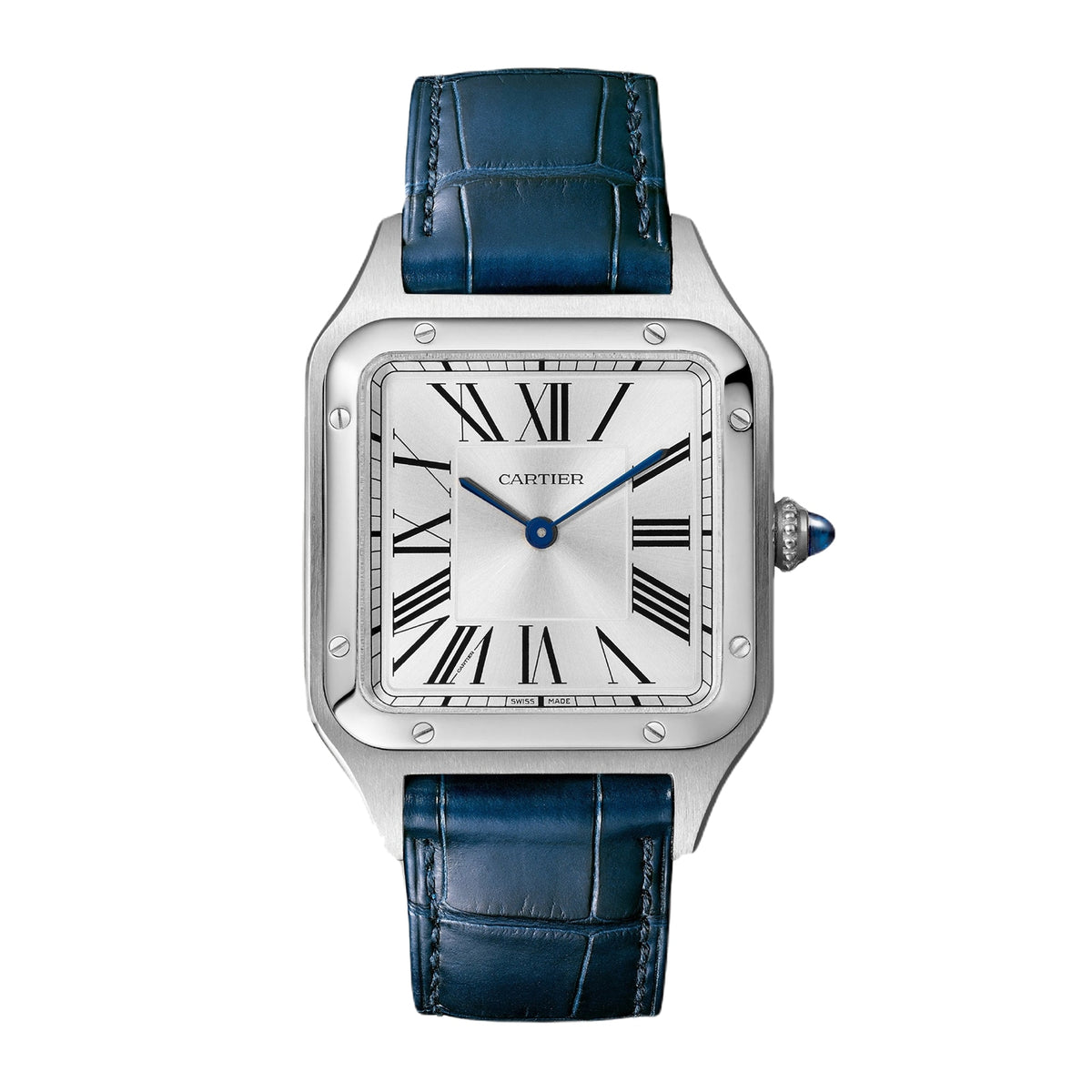 Santos-Dumont Large Model | 31.5mm, Steel, Alligator Leather, Silver Dial - image 1