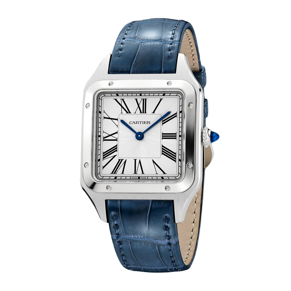 Santos-Dumont Large Model | 31.5mm, Steel, Alligator Leather, Silver Dial - image 2