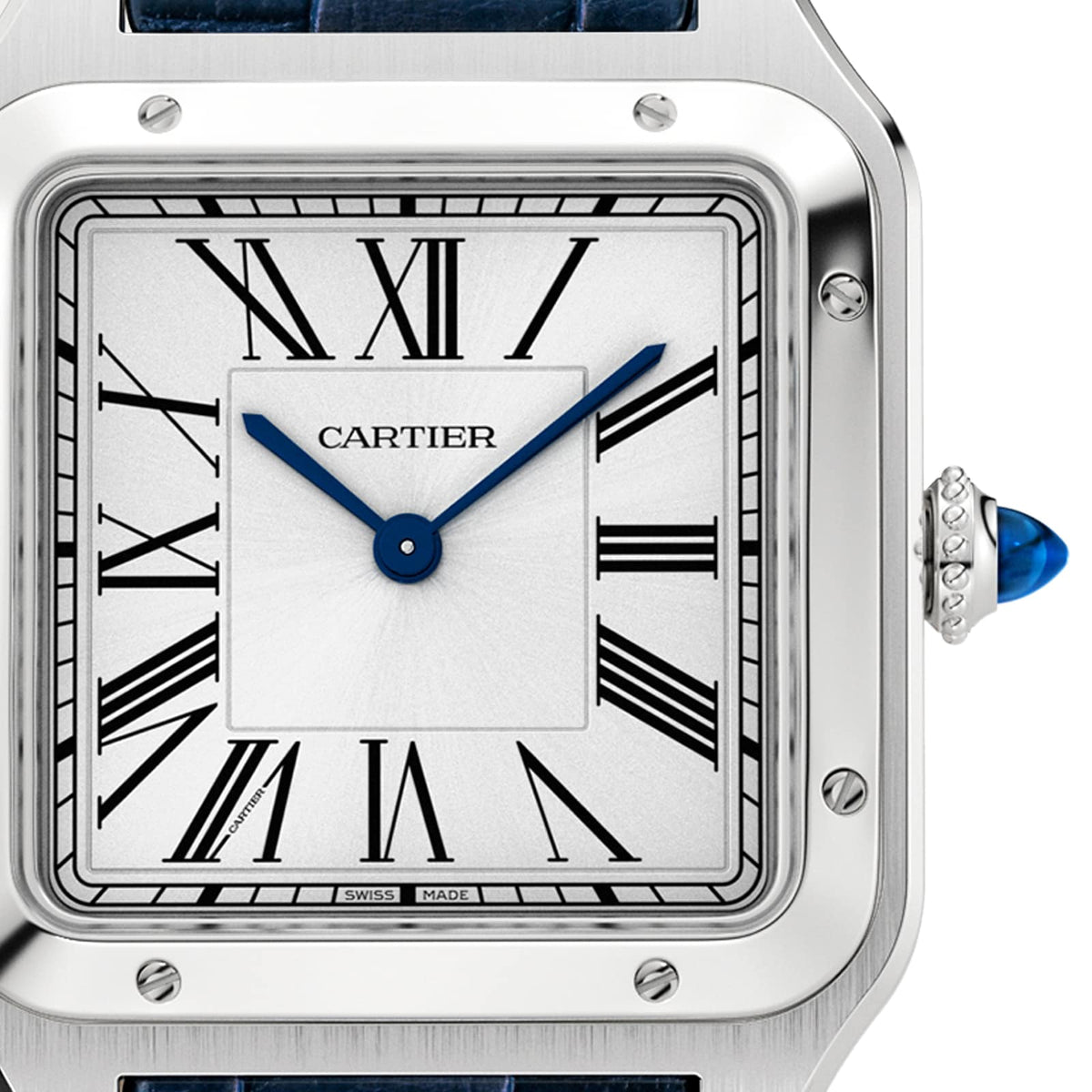 Santos-Dumont Large Model | 31.5mm, Steel, Alligator Leather, Silver Dial - image 3