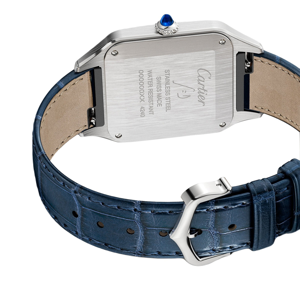 Santos-Dumont Large Model | 31.5mm, Steel, Alligator Leather, Silver Dial - image 4