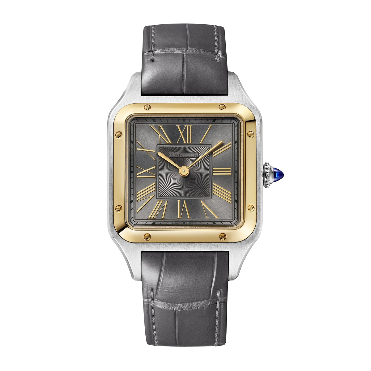 Santos-Dumont | 31.5mm, Two-Tone Steel & 18K Yellow Gold, Alligator Leather, Grey Dial - image 1